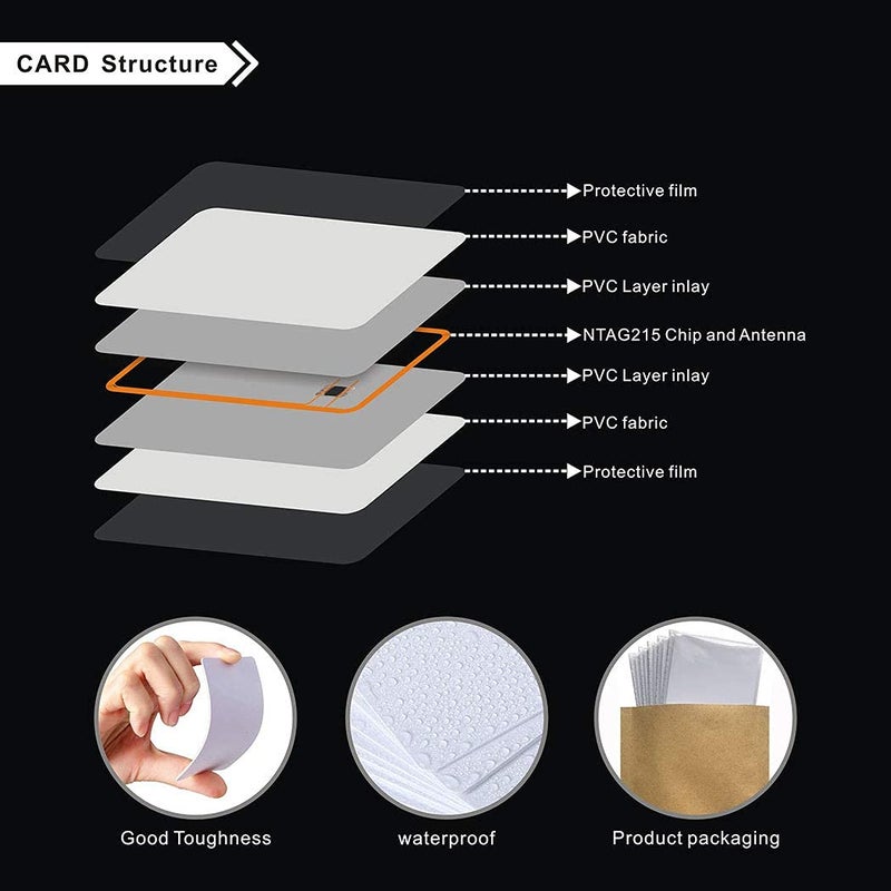 Timeskey NFC 50pcs NFC Cards Ntag215 NFC Tags NFC 215 Cards NFC Business Card Blank NFC Cards Programmable NFC Tags iPhone Compatible with All NFC-Enabled Smartphones and Devices - Image 2